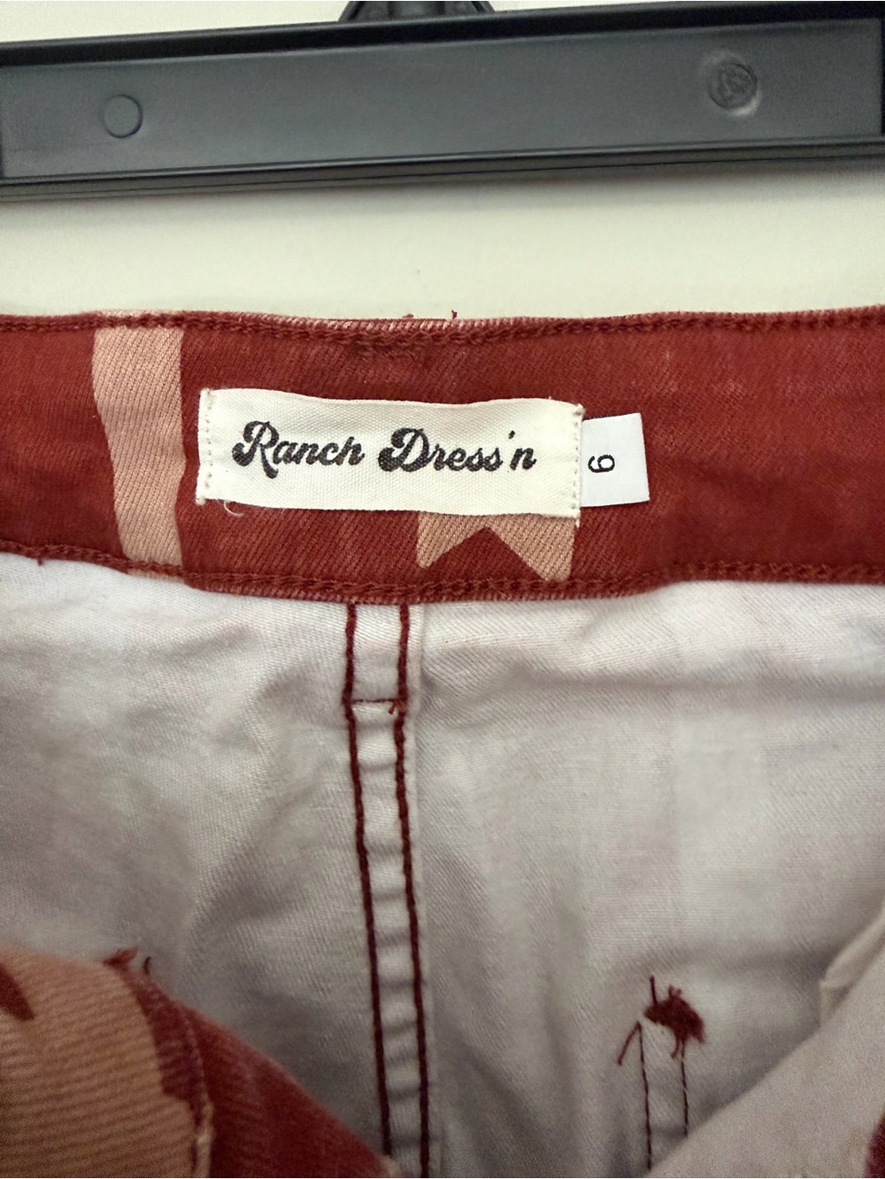 Patterned Rust Red Flared Jeans - Picture 3 of 5